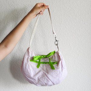 Striped White And Pink Shoulder Bag